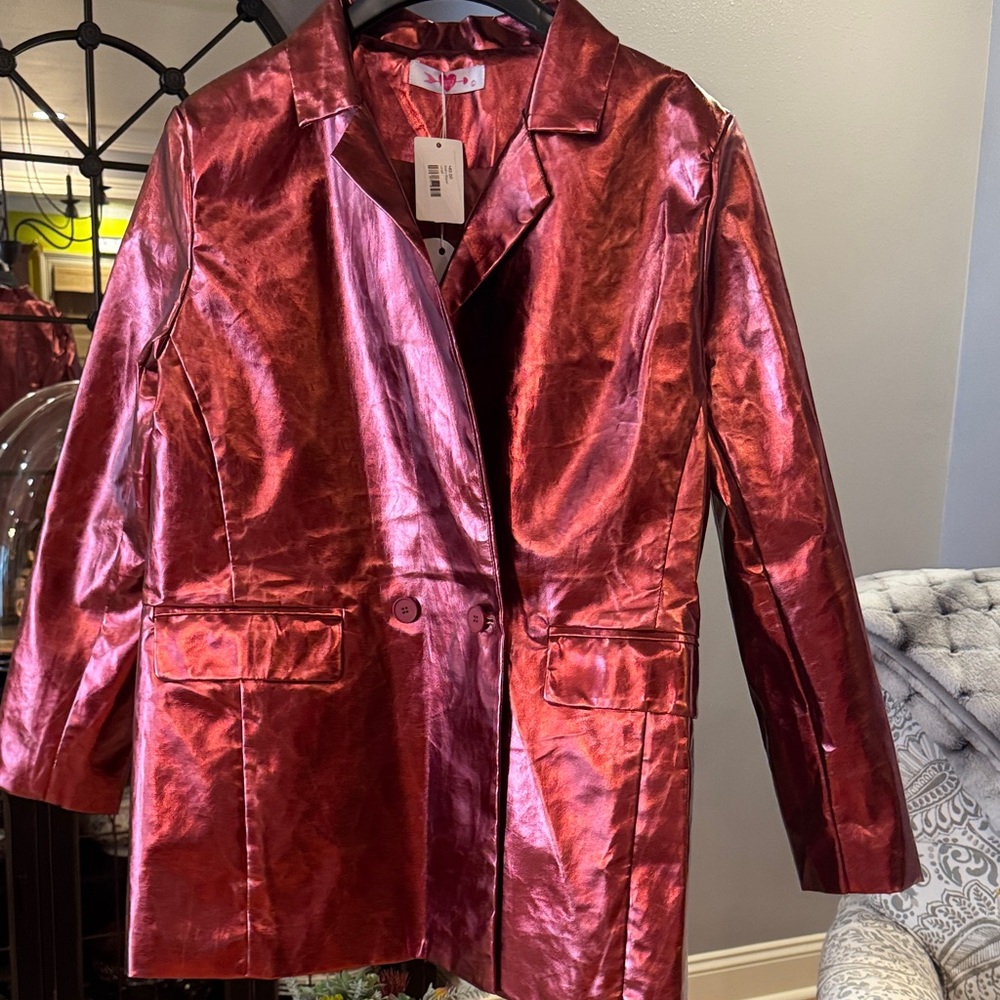 Buddy Love Shimmering COPPER RED Metallic Blazer NWT